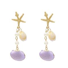 Holiday trend colorful shell starfish women earrings