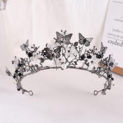 Baroque black color butterfly crown