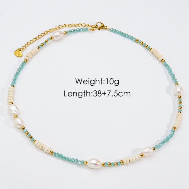 Handmade crystal stone bead colorful women necklace