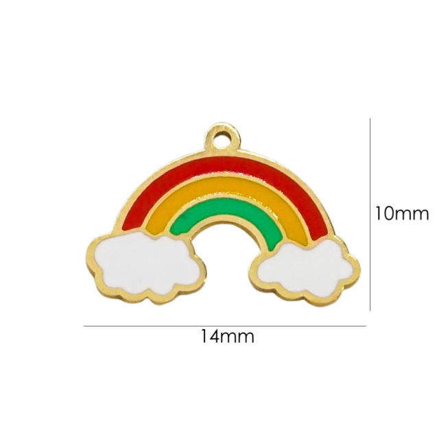 INS summer color enamel rainbow flower letter stainless steel pendant