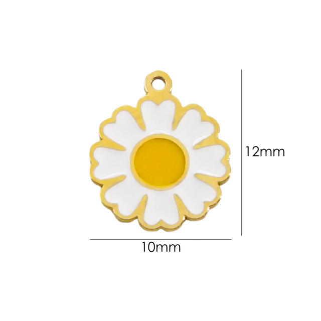 INS summer color enamel rainbow flower letter stainless steel pendant