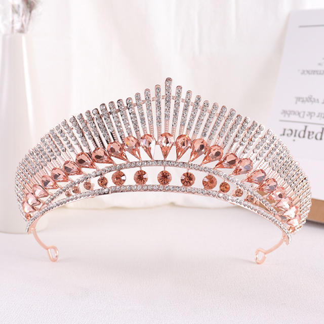 Luxury colorful rhinestone wedding crown