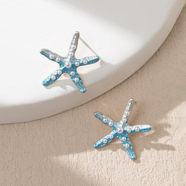 INS holiday trend colorful starfish women earrings