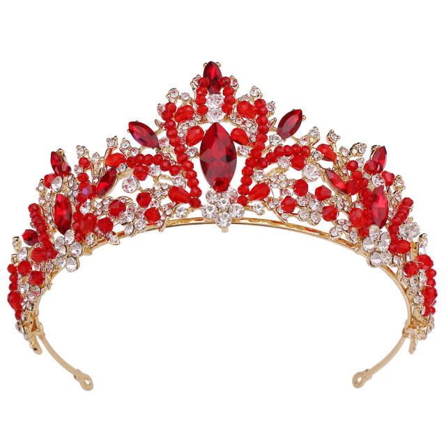 Hot sale handmade color cyrstal bead wedding crown