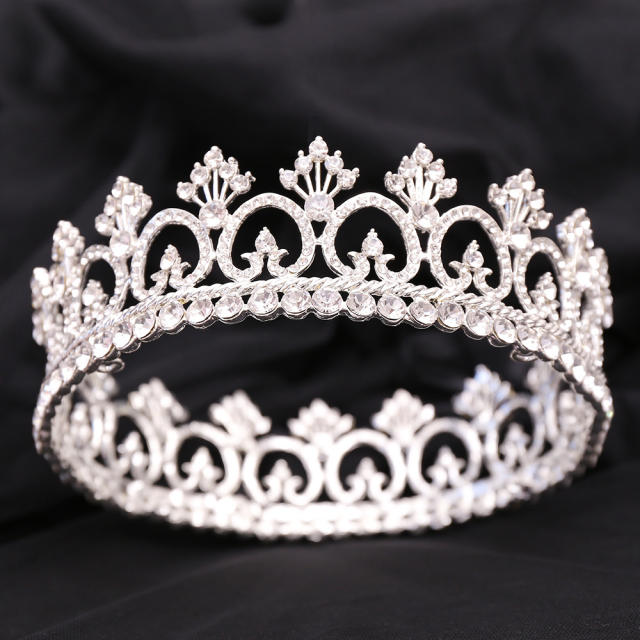 Delicate rhinestone pave setting colorful crown for men