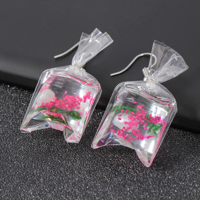 Creative sweet holiday trend dry flower starfish earrings