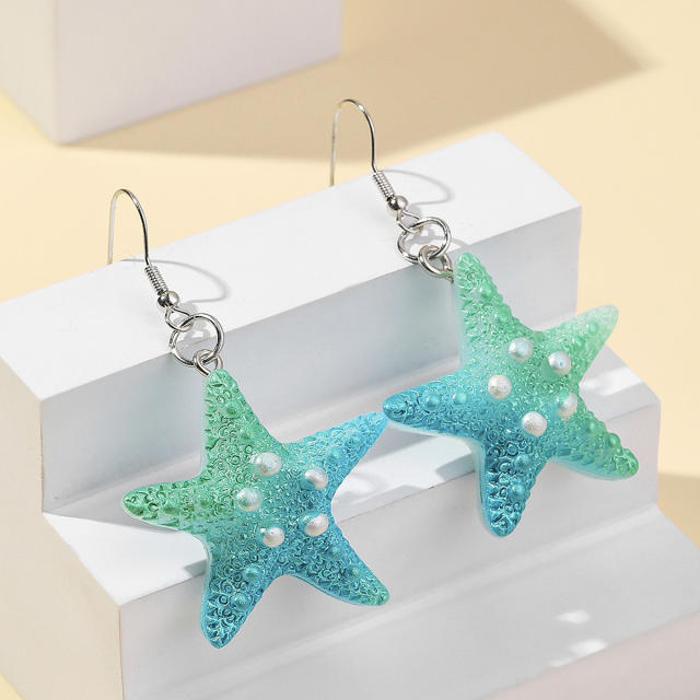 Sweet ocean series starfish sunflower teeth women earrings