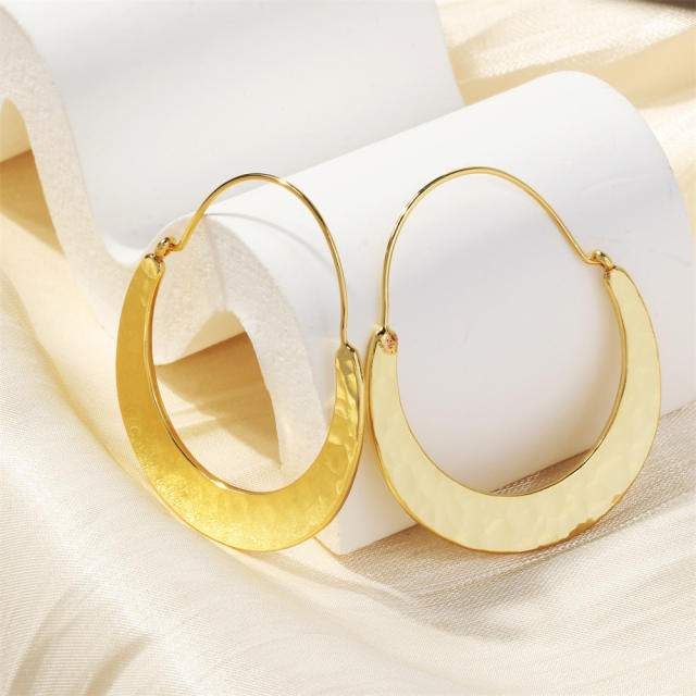 INS geometric circle gold plated copper big hoop earrings