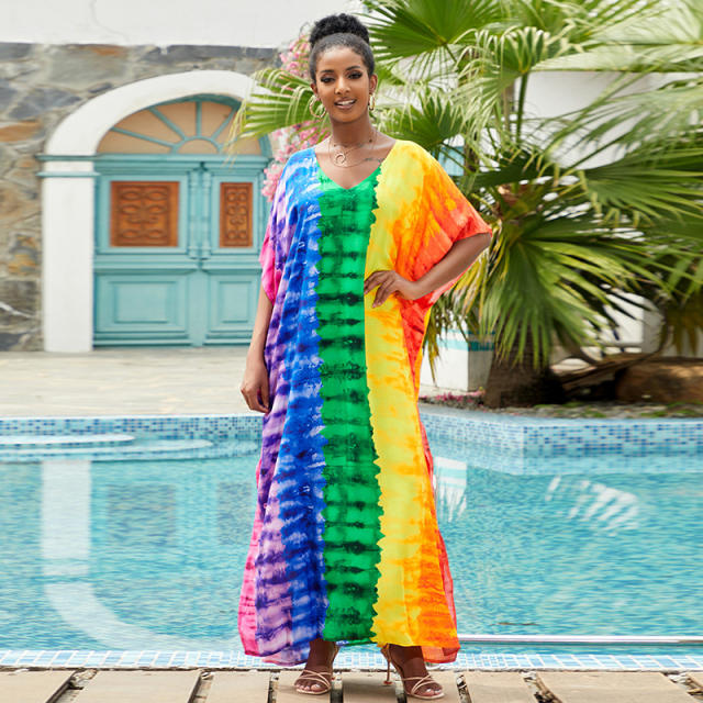 Boho colorful pattern swimsuit cover up