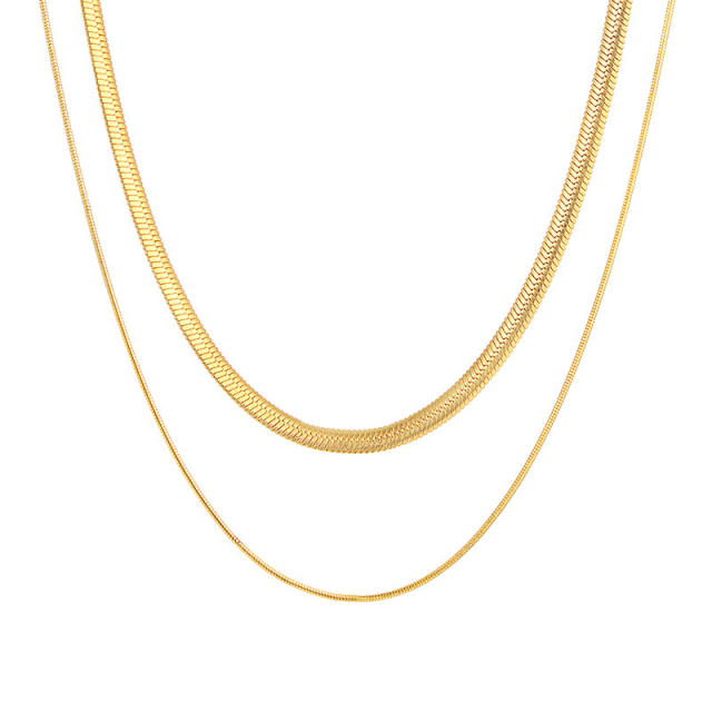 INS trend classic two layer snake chain stainless steel necklace