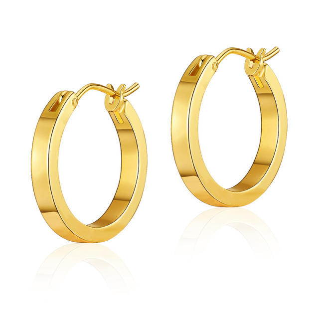 18K gold plated easy match simple copper big hoop earrings