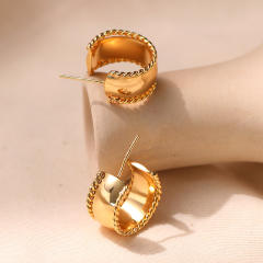 925 needle 18K gold plated copper open hoop earrings