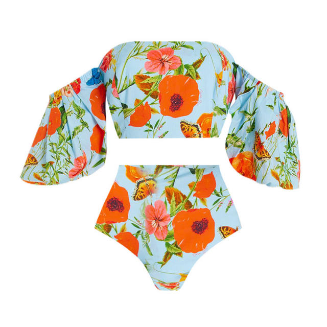 Korean fashion floral pattern swimsuit set