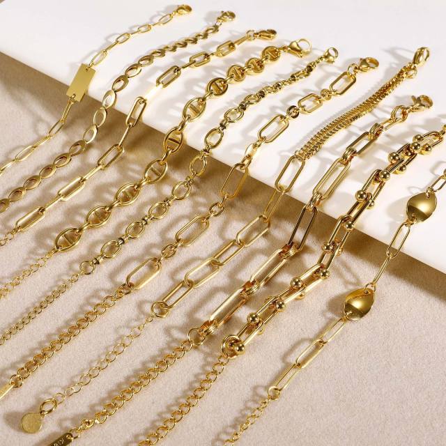 18K gold plated stainless steel chain bracelet