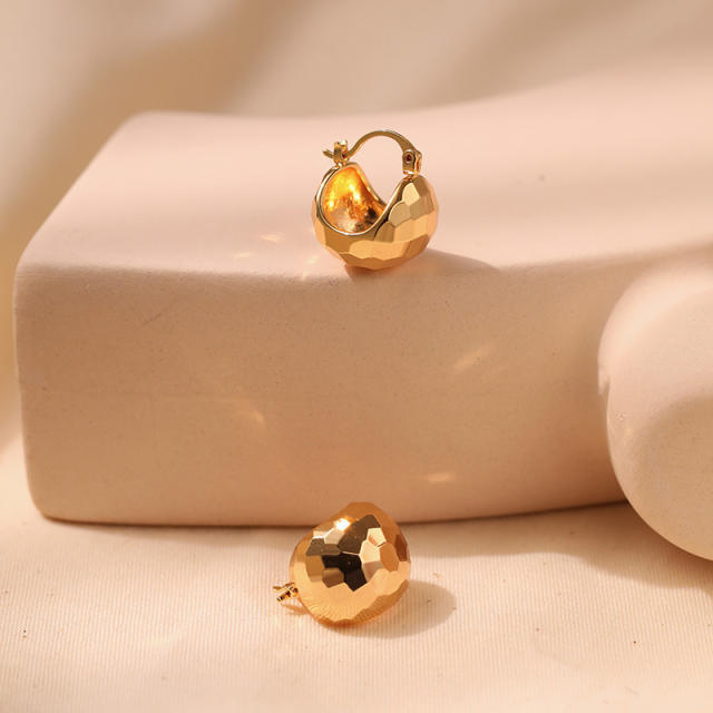 Chunky designer gold plated copper huggie earrings