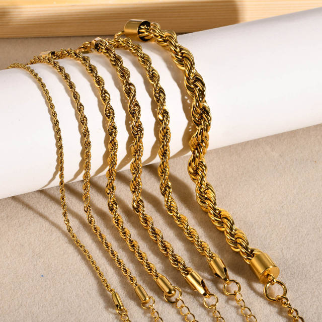 18K rope chain stainless steel bracelet