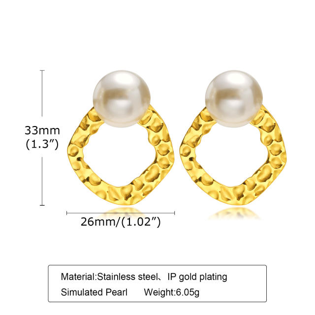 Imitation baroque pearl stainless steel earrings