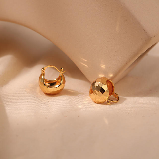 Chunky designer gold plated copper huggie earrings