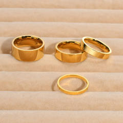 Simple gold color stainless steel rings band