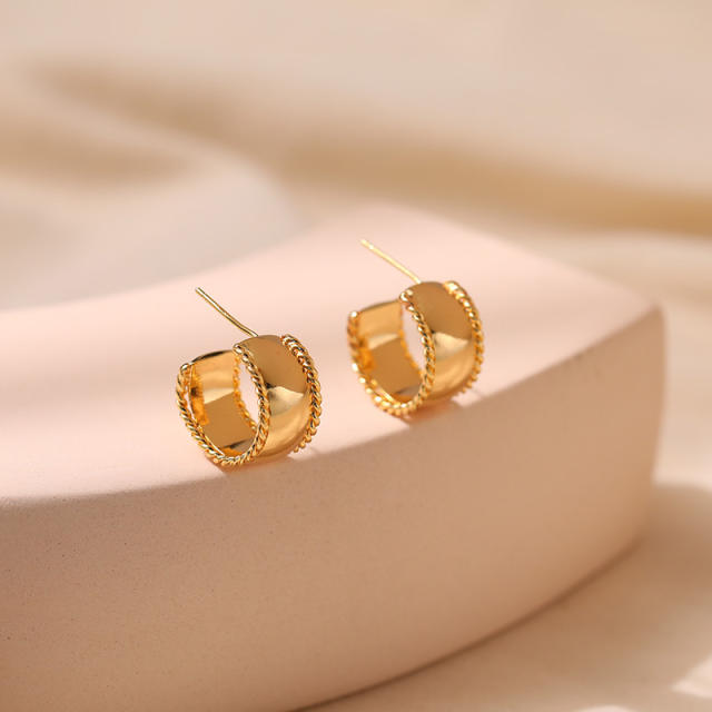 925 needle 18K gold plated copper open hoop earrings