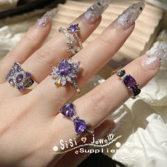 Vintage amethyst statement women rings