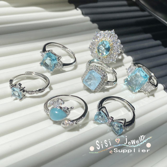 18K Aquamarine statement luxury finger rings for women