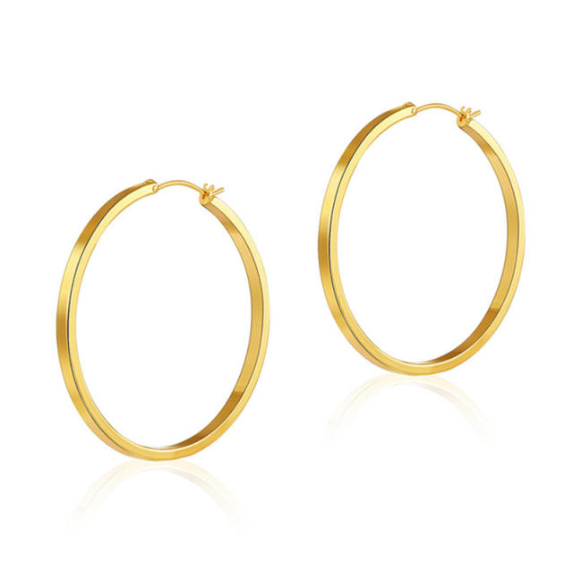 18K gold plated easy match simple copper big hoop earrings