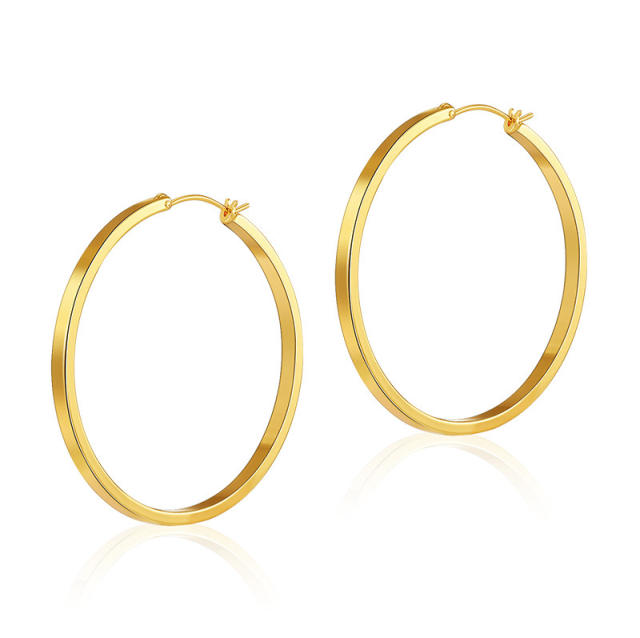18K gold plated easy match simple copper big hoop earrings