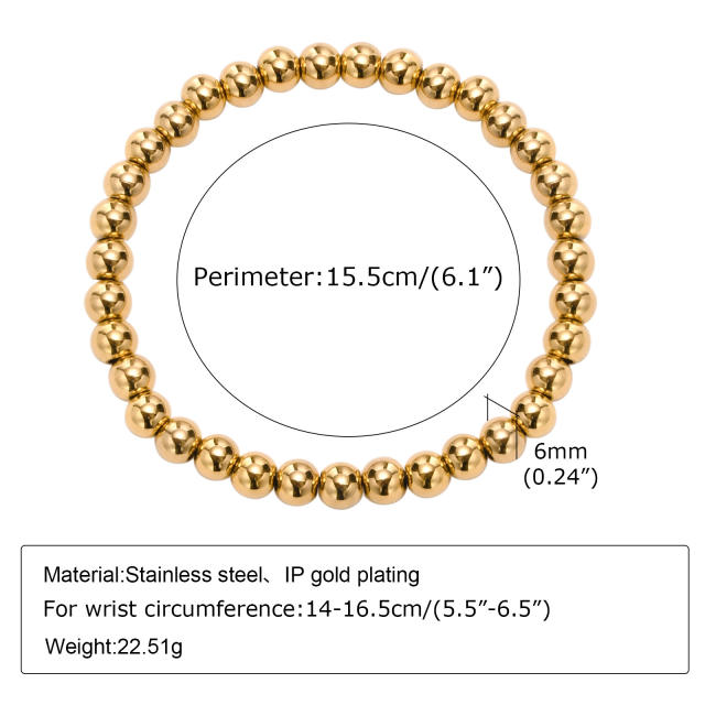 18K  ball bead letter elastic bracelet stainless steel bracelet