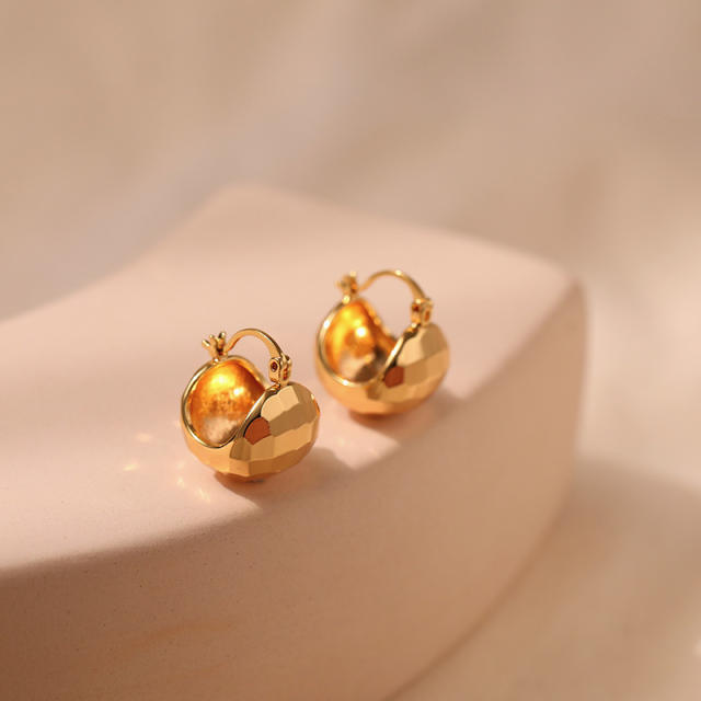 Chunky designer gold plated copper huggie earrings