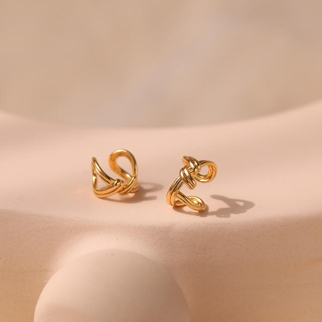 18K real gold palted knotted copper ear cuff