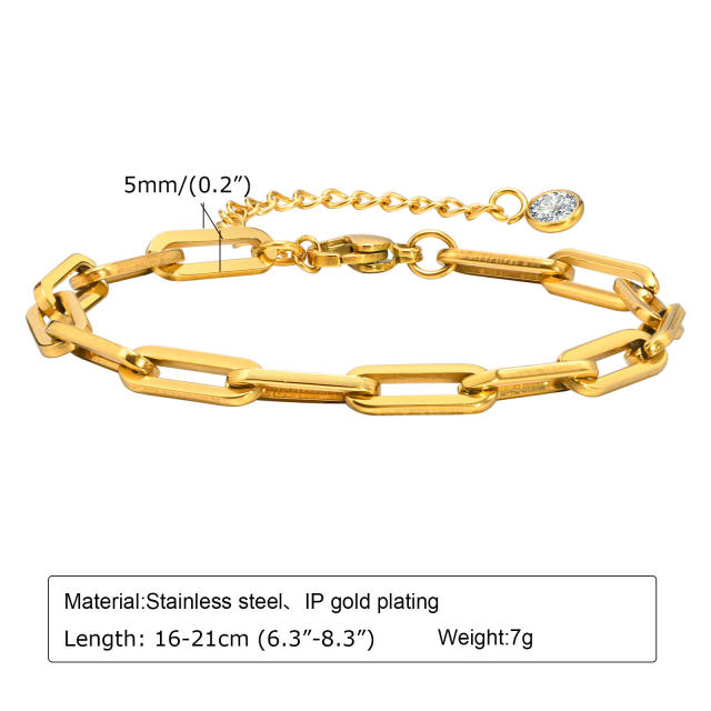 18K gold plated stainless steel chain bracelet