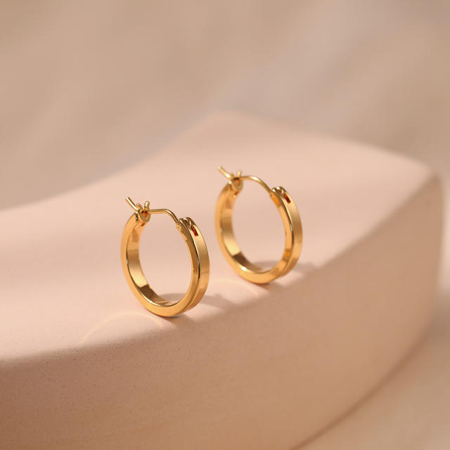 18K gold plated easy match simple copper big hoop earrings