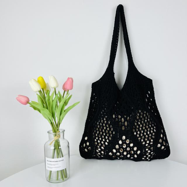 Korean fashion hollow knitted corchet tote bag beach bag