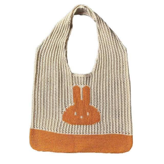 Cute rabbit pattern knitted corchet women tote bag