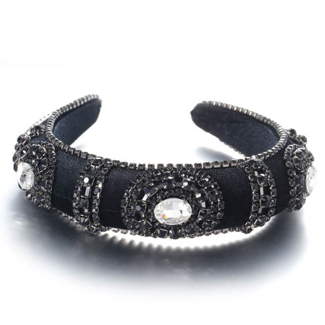 Baroque color rhinestone velvet padded headband