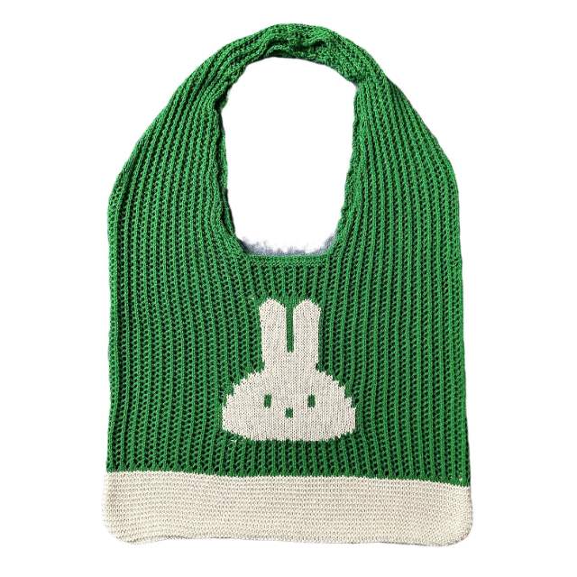 Cute rabbit pattern knitted corchet women tote bag