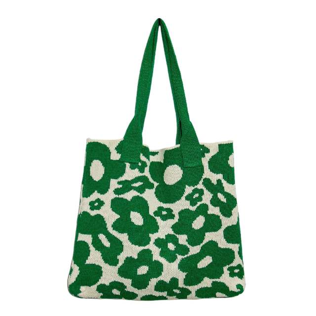 Hot sale flower pattern knitted tote bag