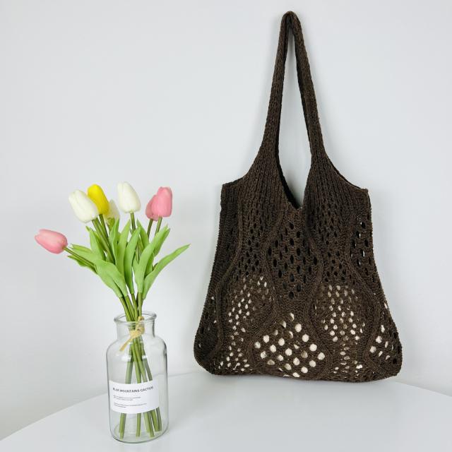 Korean fashion hollow knitted corchet tote bag beach bag