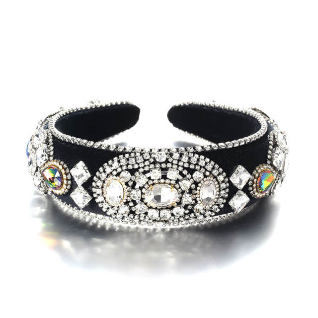 Baroque luxury glass crystal statement padded headband