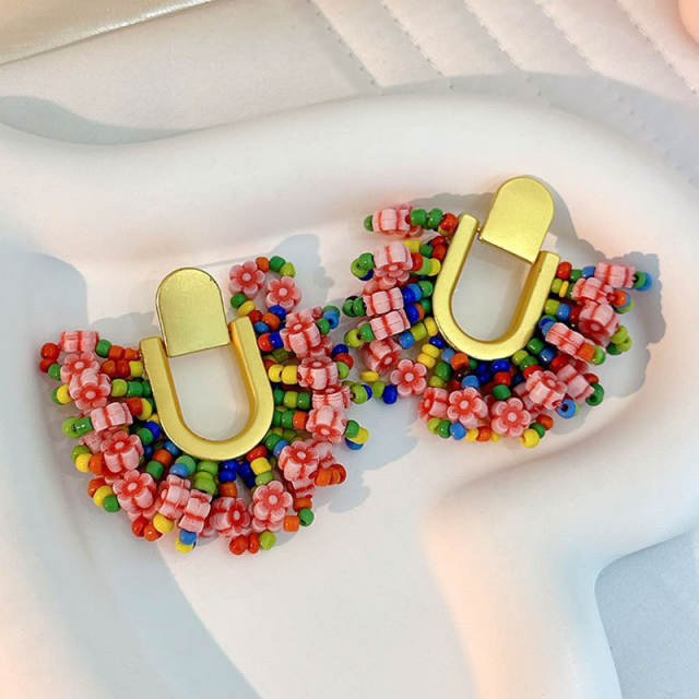 Boho summer colorful seed bead handmade earrings