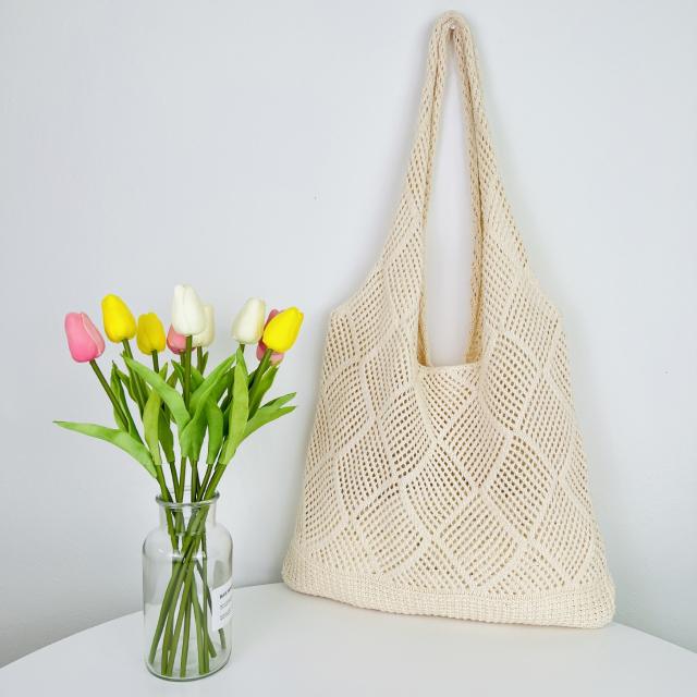 Beach trend corchet knitted tote bag for women