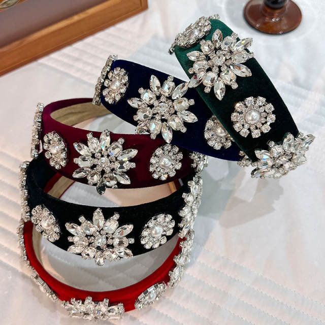 Baroque pearl rhinestone diamond vintage headband