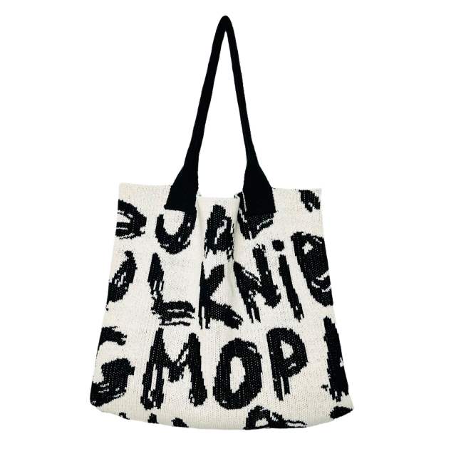 Korean fashion Letter pattern knitted tote bag