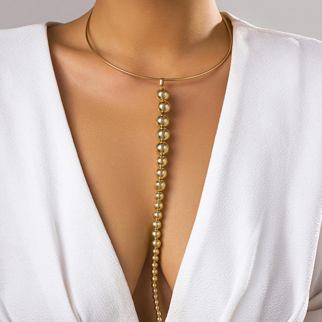 Chunky punk trend ball bead choker necklace