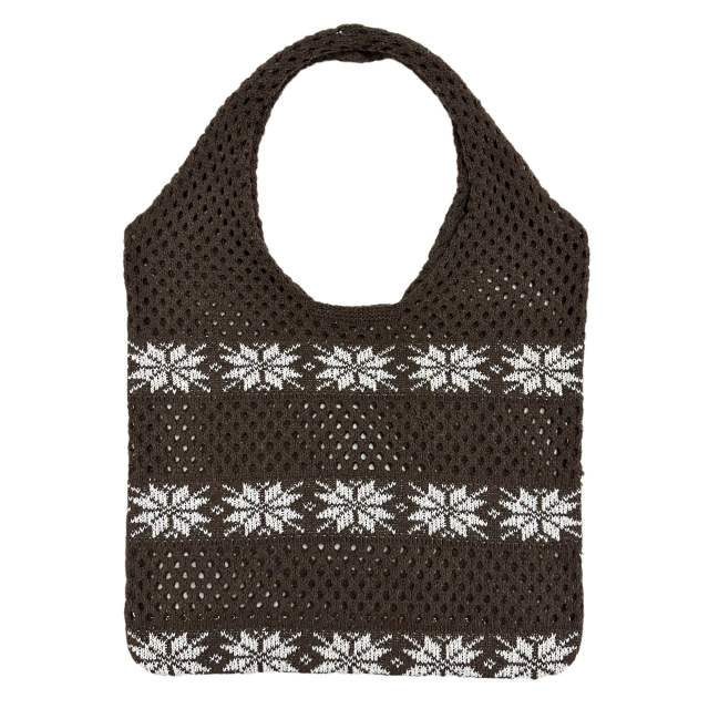 Christmas snowflake pattern knitted tote bag beach bag