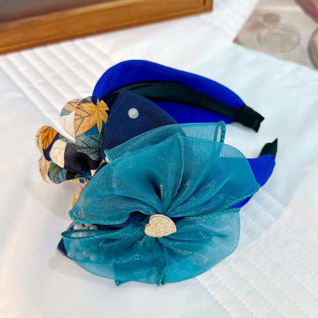 Handmade large size bow pearl headband
