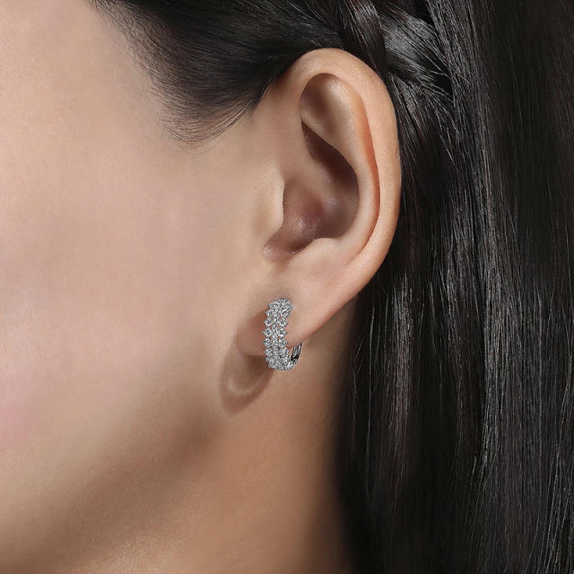 Chic diamond small hoop earrings huggie earrings