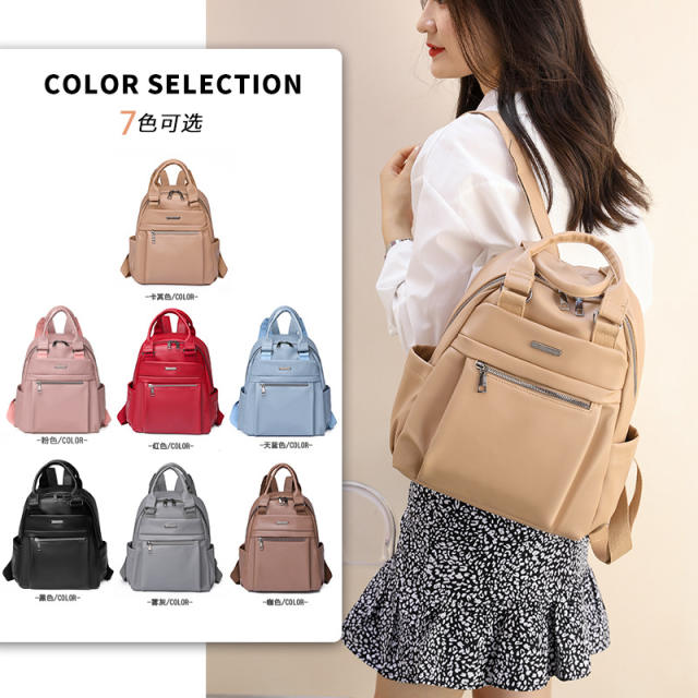 Plain color PU material soft backpack with handle