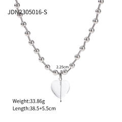 Chunky clear heart pendant stainless steel choker necklace